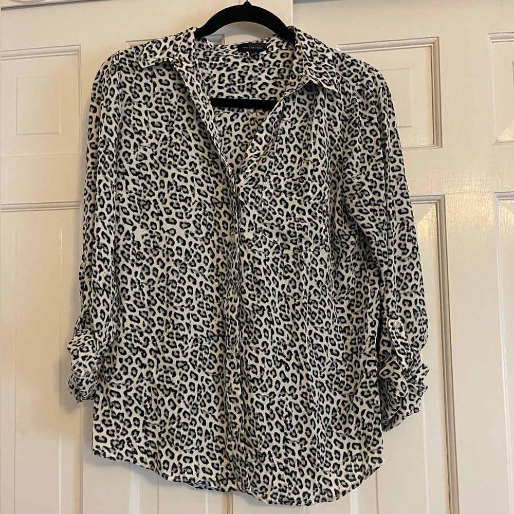 Leopard Print Button-Up Blouse
